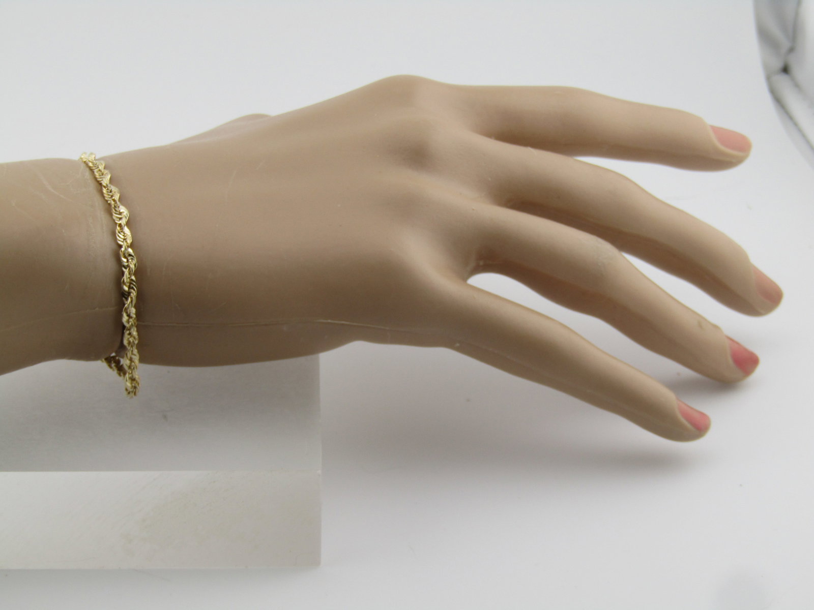 10kt Rope Chain Bracelet, 7", 3mm, New - 5