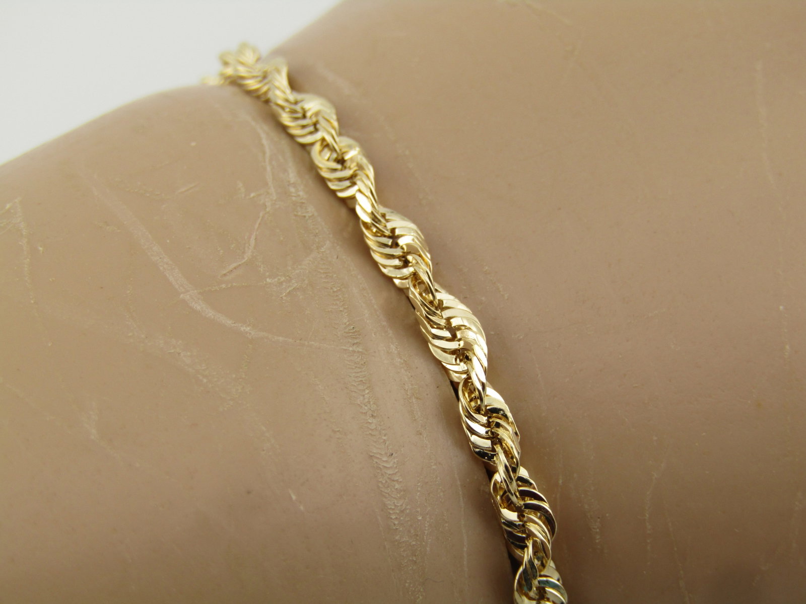 10kt Rope Chain Bracelet, 7", 3mm, New - 6