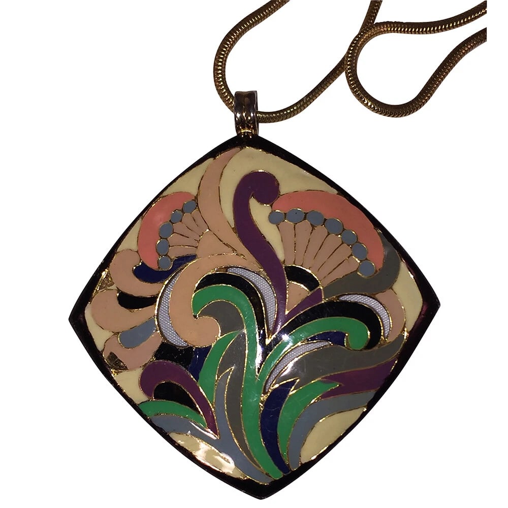Lanvin Floral Enamel Pendant Necklace - 2