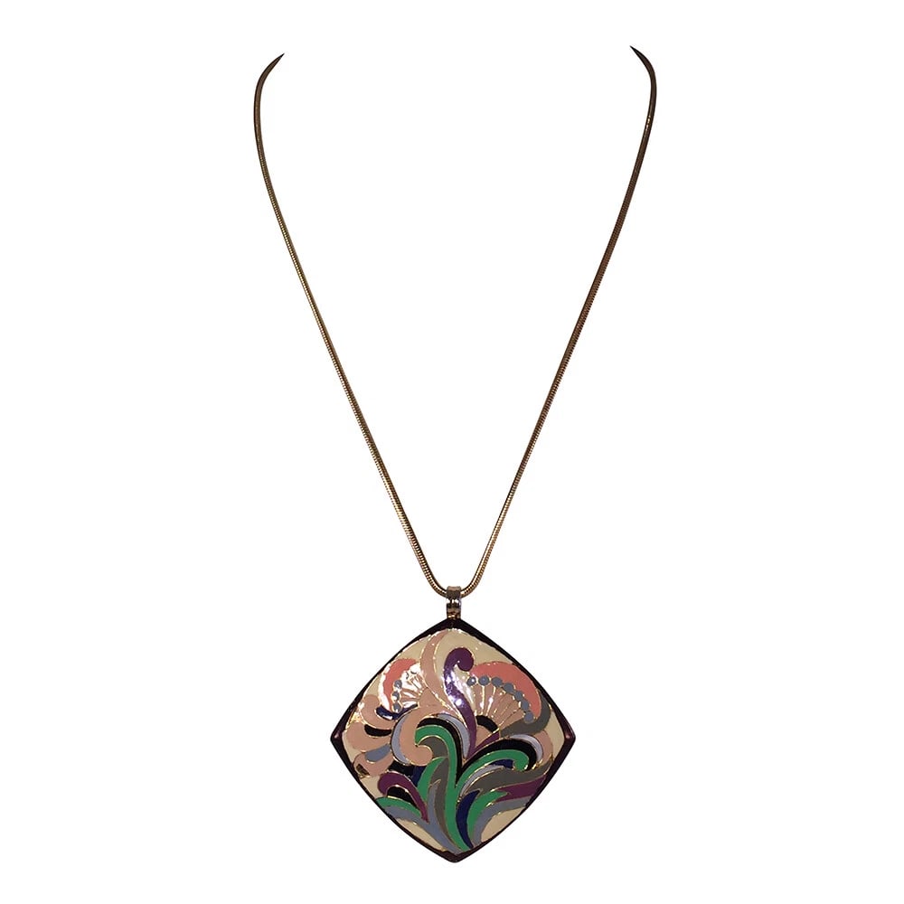 Lanvin Floral Enamel Pendant Necklace - 3