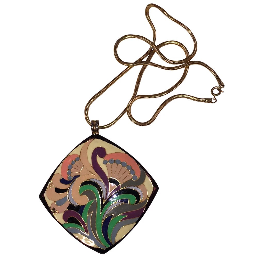 Lanvin Floral Enamel Pendant Necklace - 4