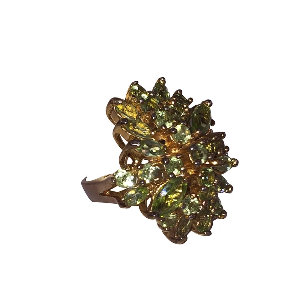 Peridot Cluster Cocktail Ring18 kt Gold Vermeil over Sterling Silver - 3