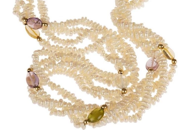 14 Karat Gold Gemstone Freshwater Pearl Torsade - 3