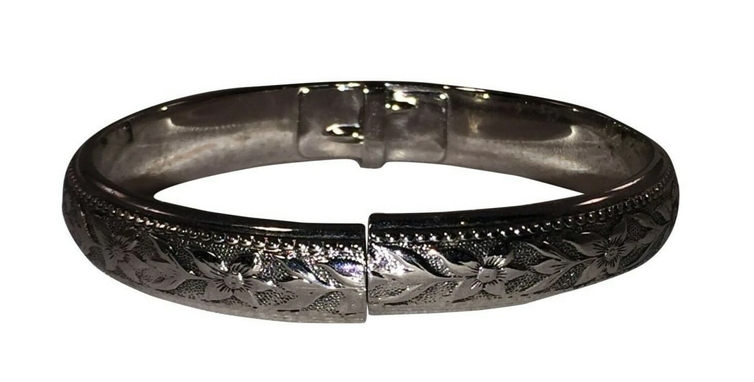 Whiting and Davis Silver Tone Floral Design Bracelet - 2