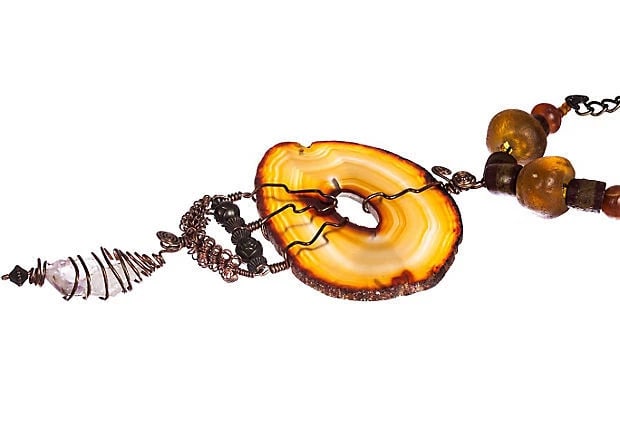Abstract Handmade Agate Slab Necklace - 5