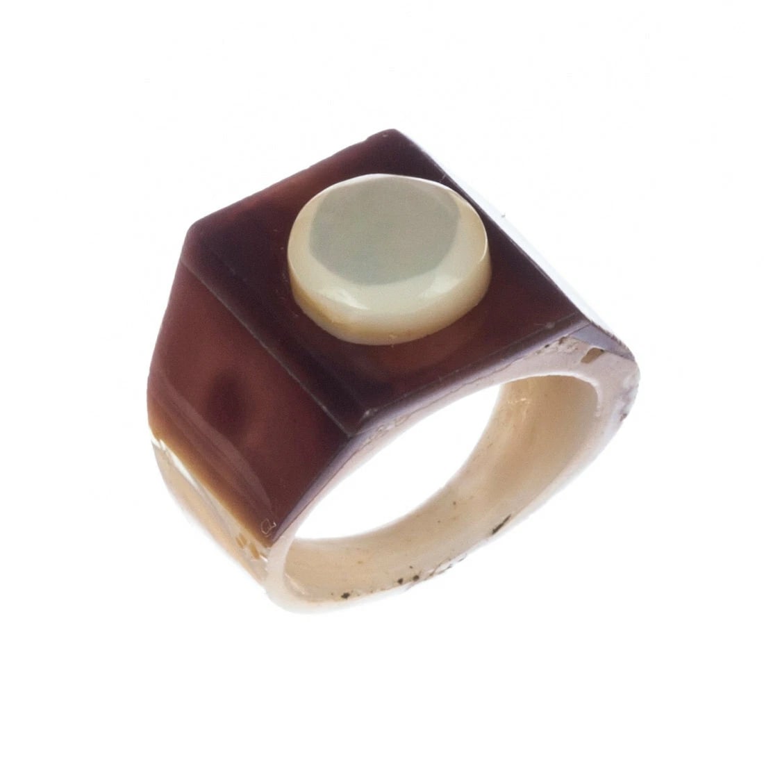 Victorian Mother of Pearl Shell Button Ring - 2