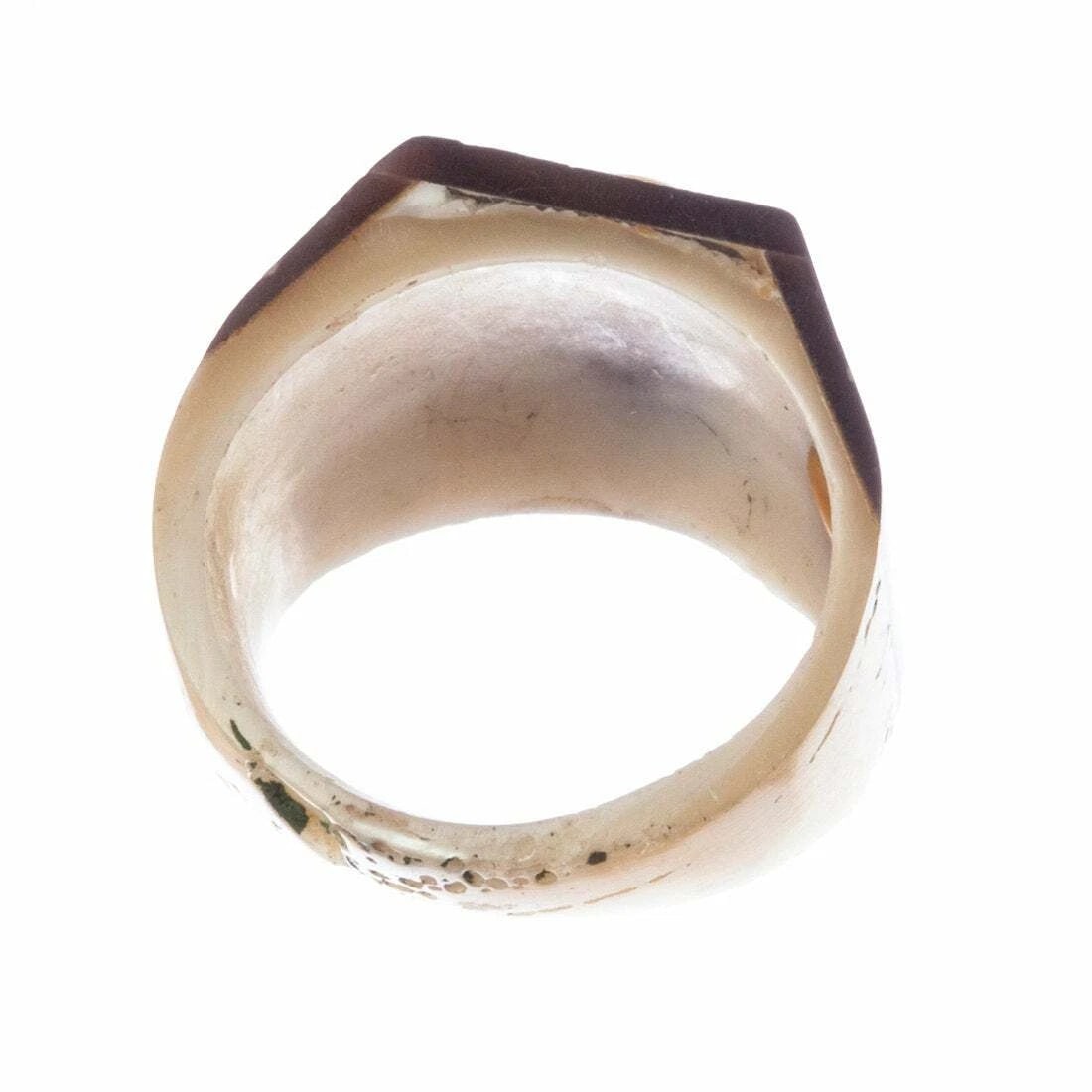 Victorian Mother of Pearl Shell Button Ring - 3