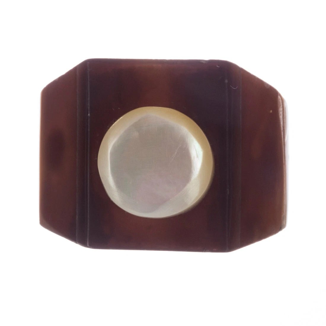 Victorian Mother of Pearl Shell Button Ring - 4