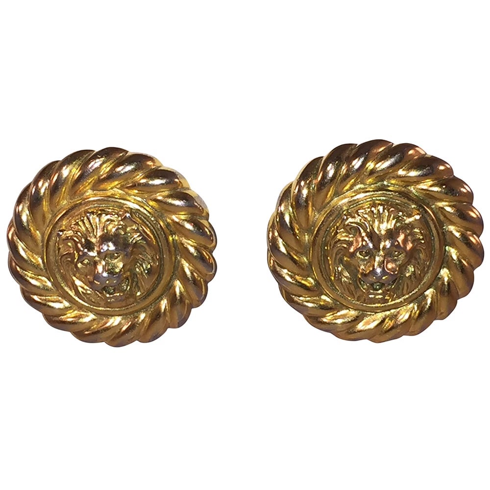 Classic Vintage Round Statement Lion Rope Clip On Earrings - 2