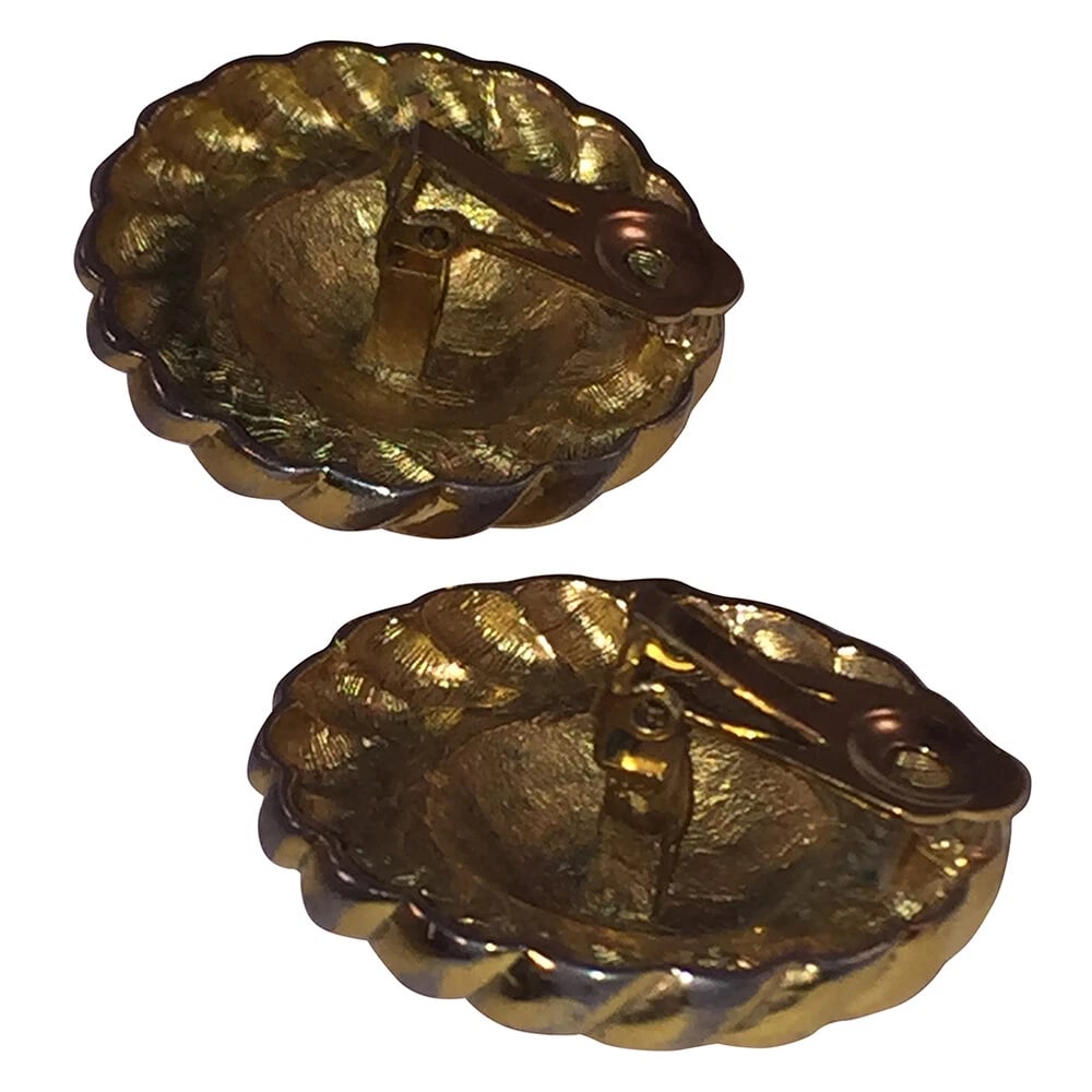 Classic Vintage Round Statement Lion Rope Clip On Earrings - 5