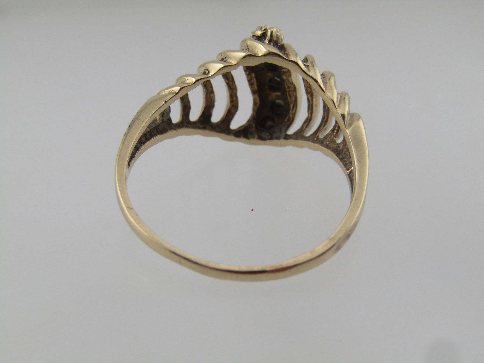 Vintage 10kt Diamond Tapered Open Top Ring, Sz. 8, 1970's-1980's Signed - 4