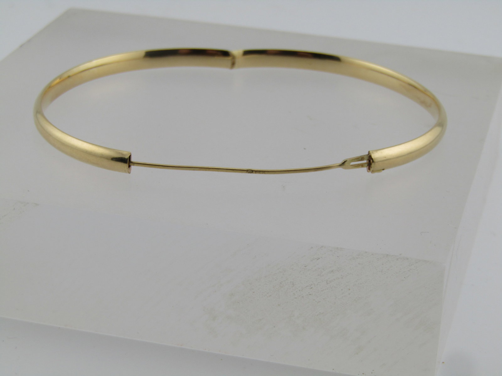 Vintage 14kt Hinged Bangle Bracelet, 6.75, Signed, 1980's - 2