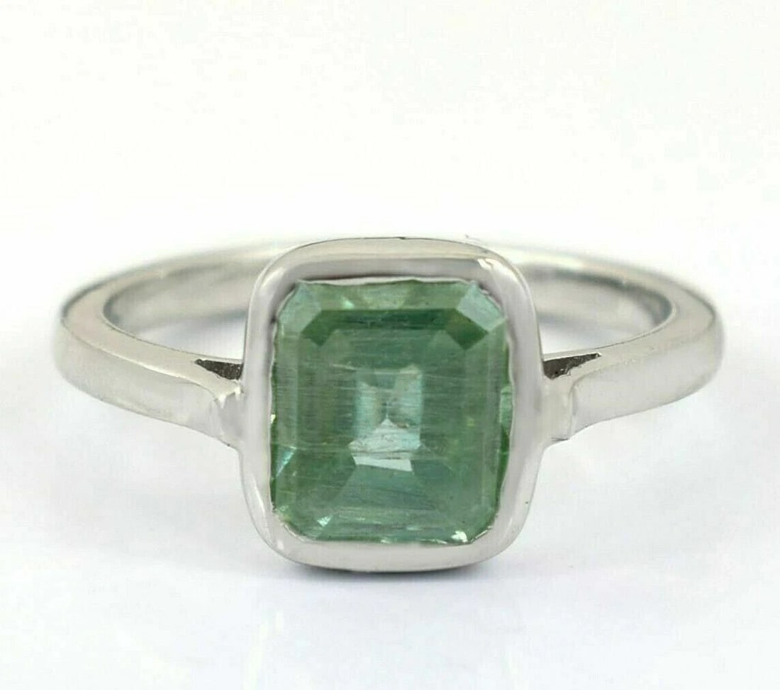 Hand Made Sterling Silver Blue Diamond Pave Ring 2.10 Cts - 2