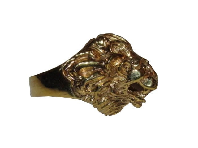 18 kt Gold Plated Brass Etruscan Lion Profile Statement Ring Alberto Juan - 3