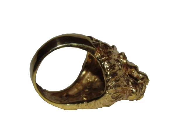 18 kt Gold Plated Brass Etruscan Lion Profile Statement Ring Alberto Juan - 4