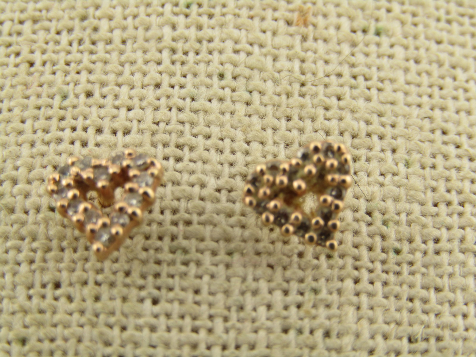 Vintage 14kt Diamond Heart Earrings, Pierced, Missing Clutches, 1970's-1980's - 2