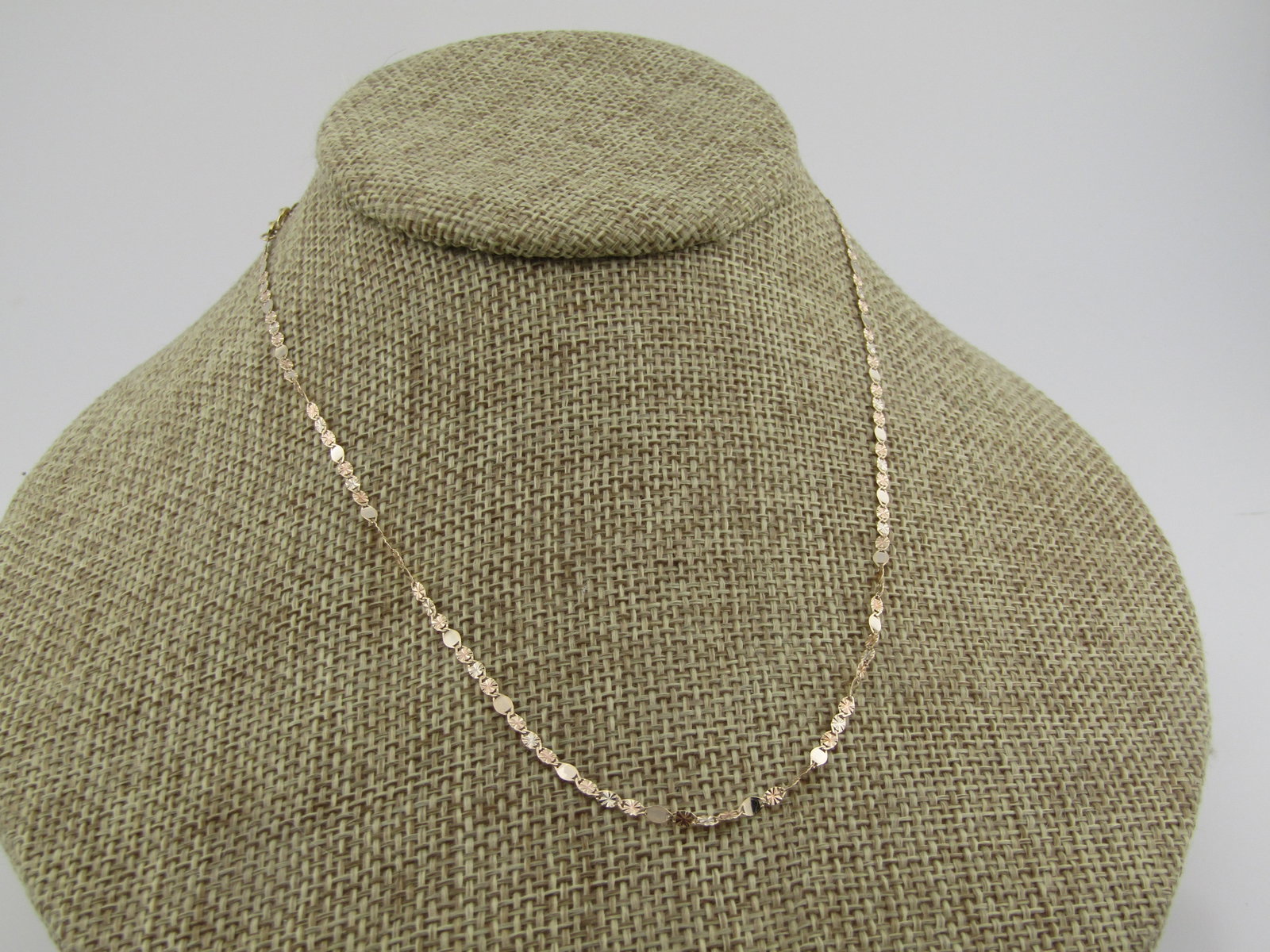 10kt Gold 2mm Valentino Link Necklace 16", Signed FMG - 2