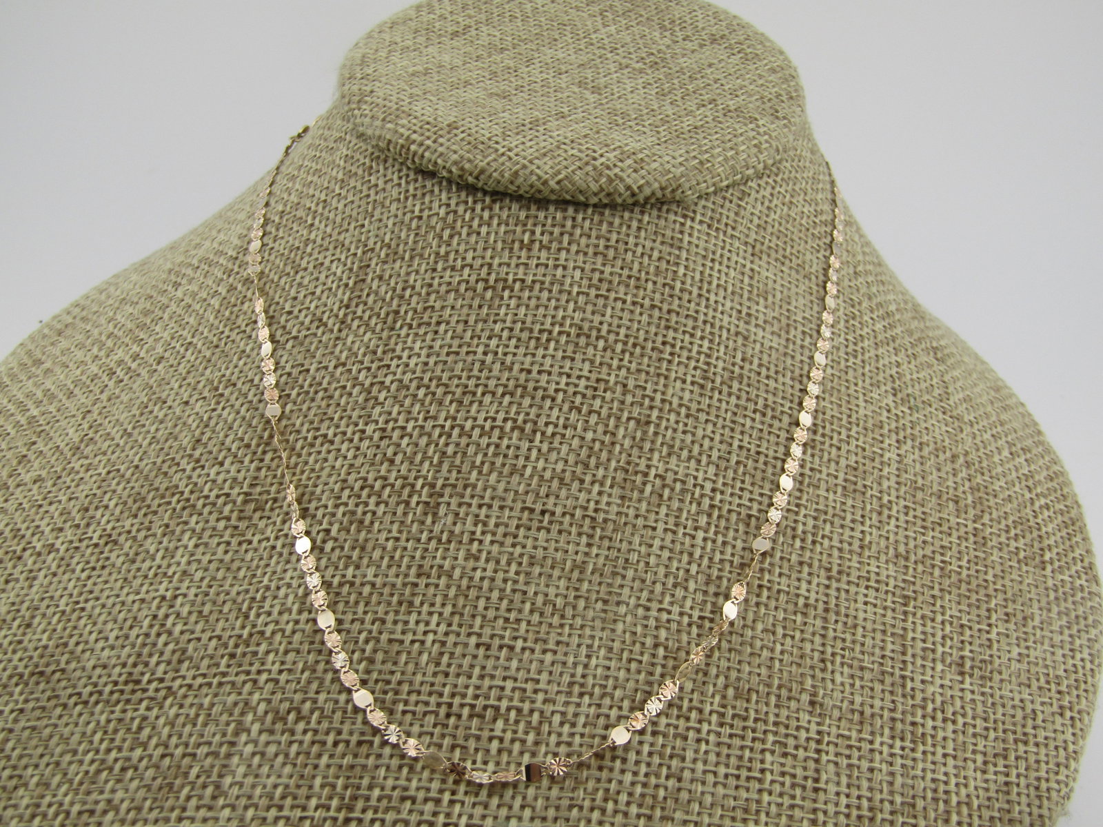 10kt Gold 2mm Valentino Link Necklace 16", Signed FMG - 3