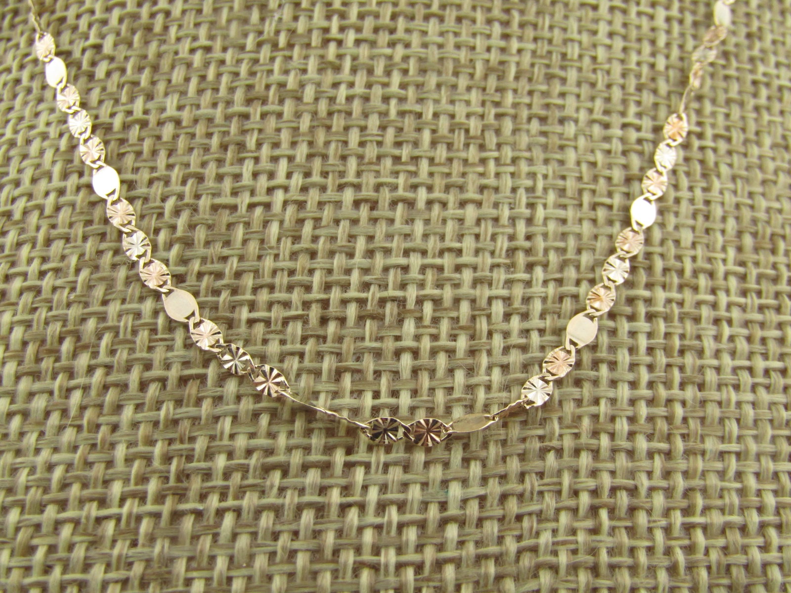 10kt Gold 2mm Valentino Link Necklace 16", Signed FMG - 4
