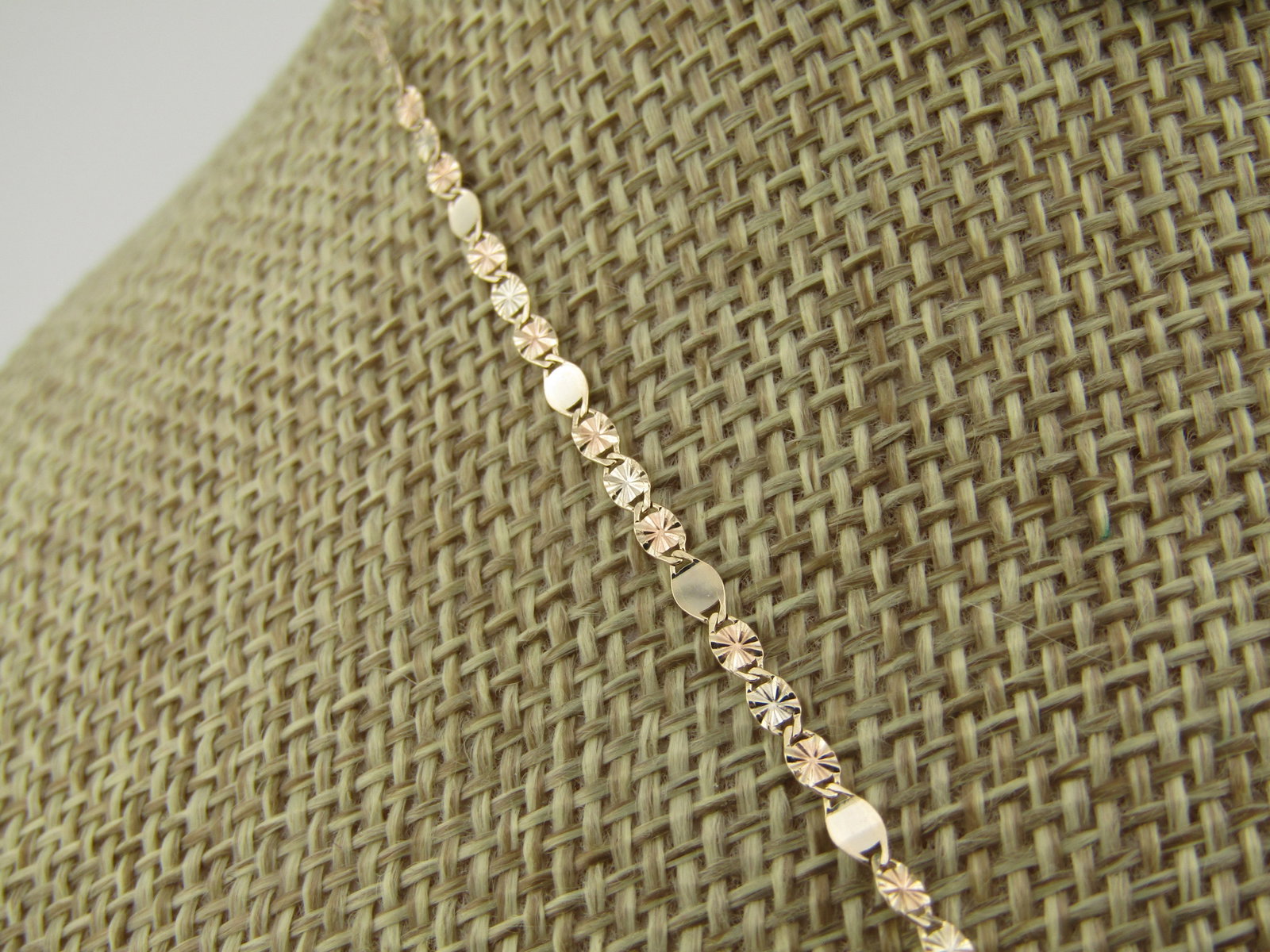 10kt Gold 2mm Valentino Link Necklace 16", Signed FMG - 5