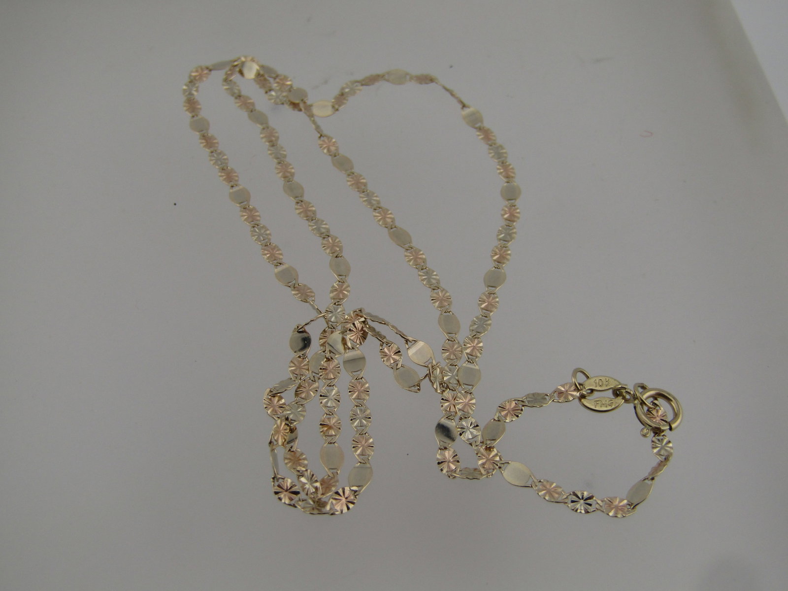 10kt Gold 2mm Valentino Link Necklace 16", Signed FMG - 7