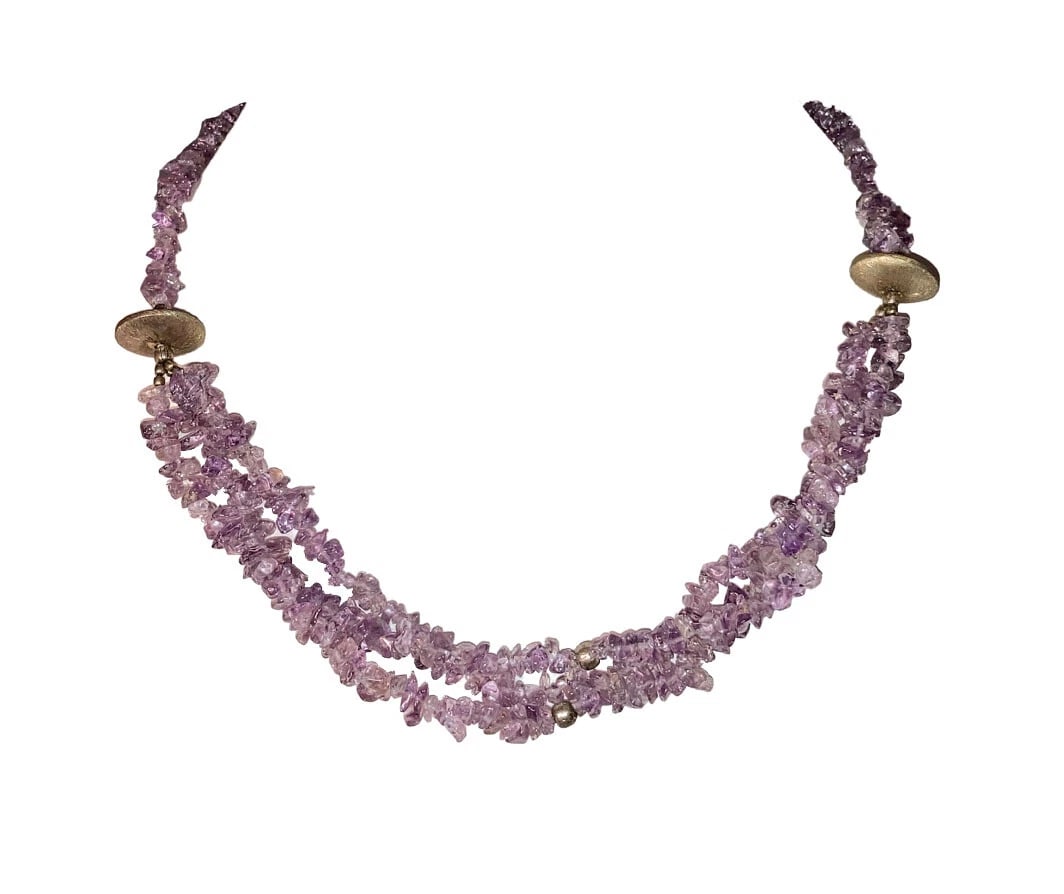 Sterling Silver Amethyst Chip Bead Necklace - 2