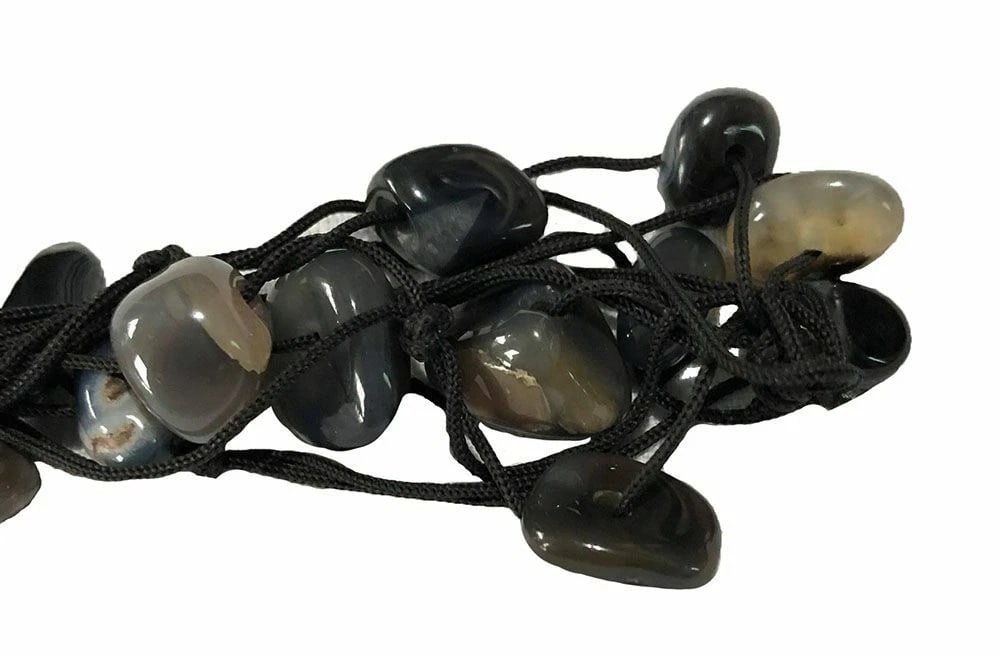 New Black Nylon Necklace With Black Agate. - 3