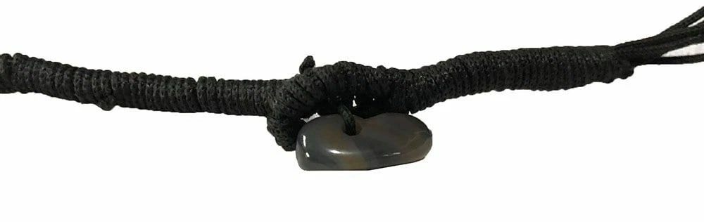 New Black Nylon Necklace With Black Agate. - 4