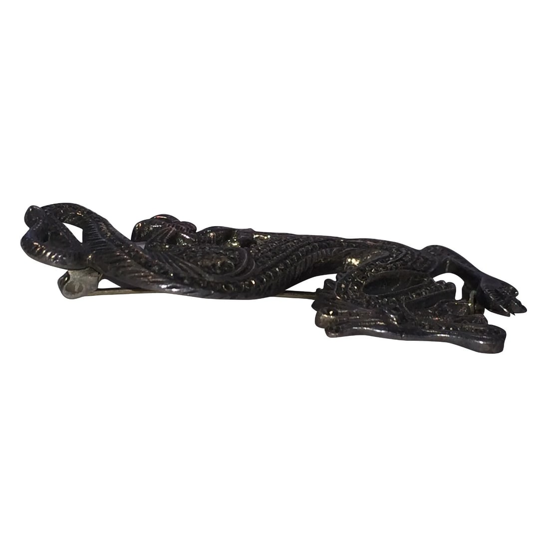Vintage Sterling Silver Dragon Pave Marcasite Pin - 3