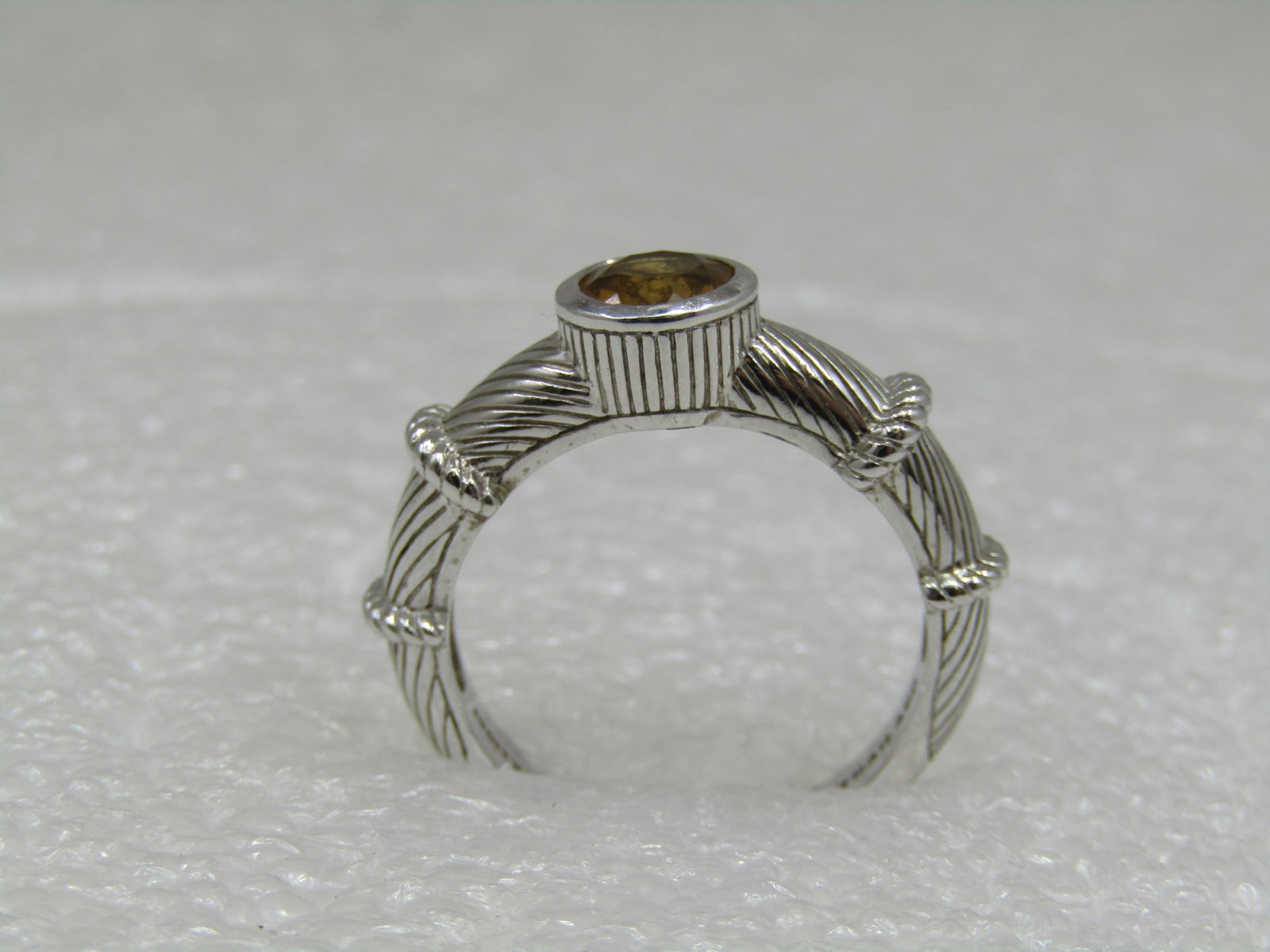 Sterling Contemporary Judith Ripka Citrine Ring , Sz. 8, Cable/Rope Accents - 5