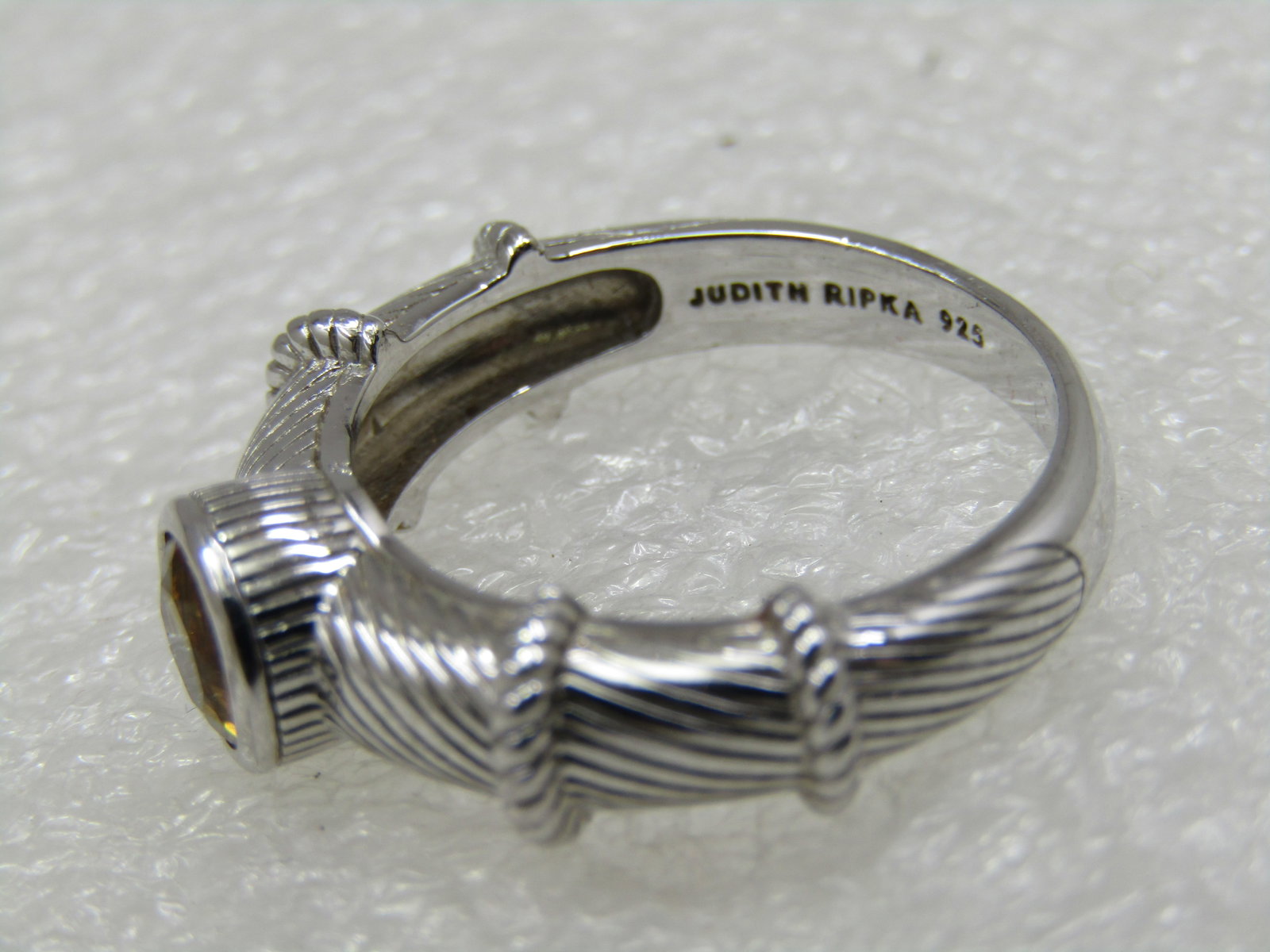 Sterling Contemporary Judith Ripka Citrine Ring , Sz. 8, Cable/Rope Accents - 7