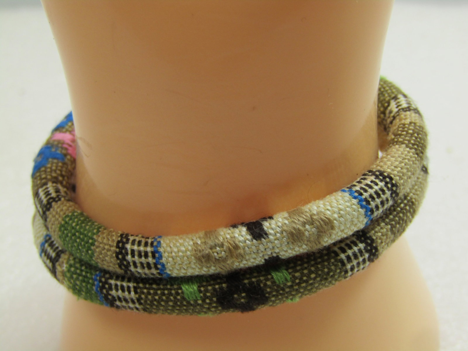 Woven Fabric Boho Bracelet, Double Strand, 6.5", 1990's-2000's - 3