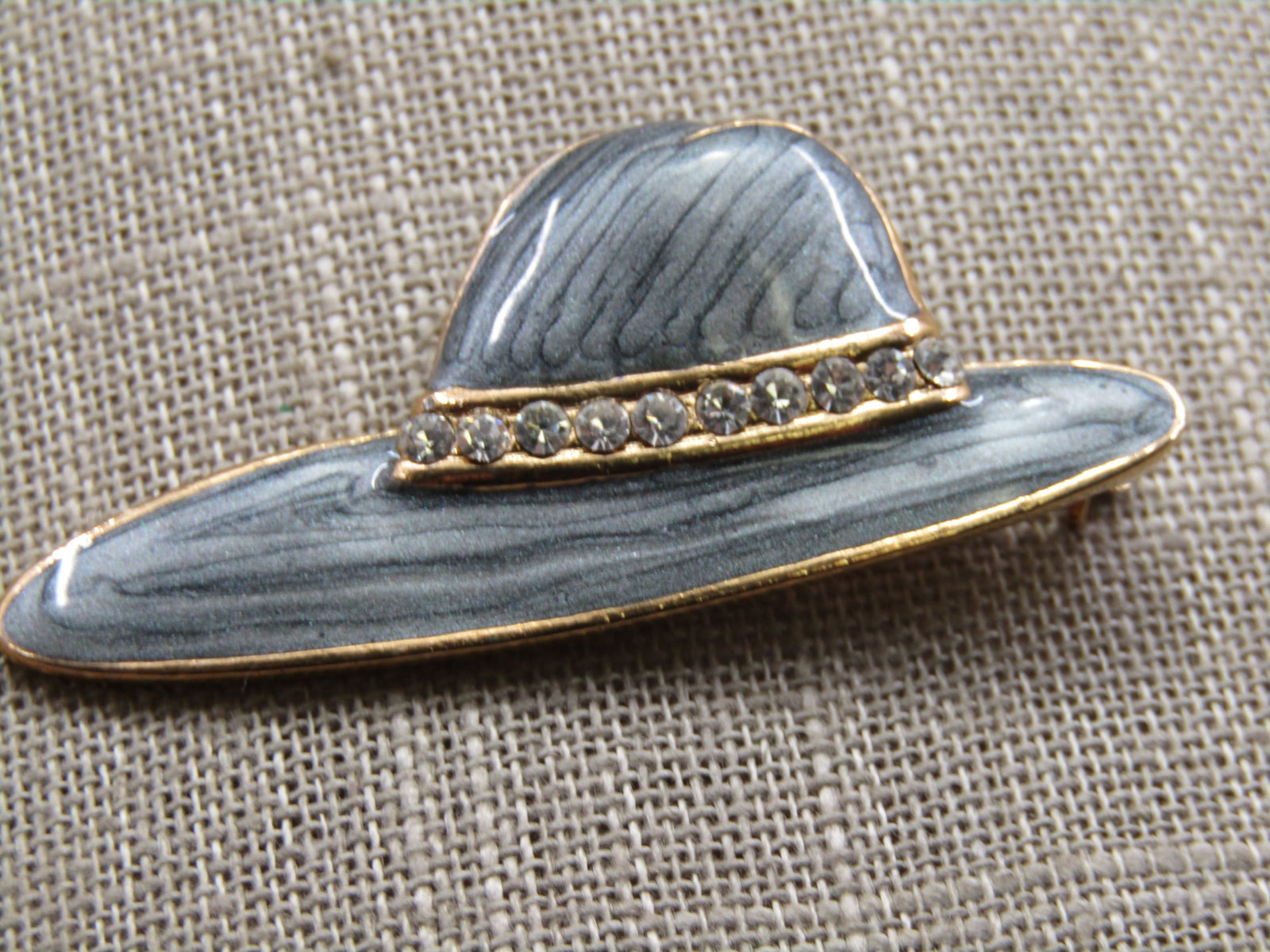 Enameled & Rhinestone Ladies' Hat Brooch 2" - 2