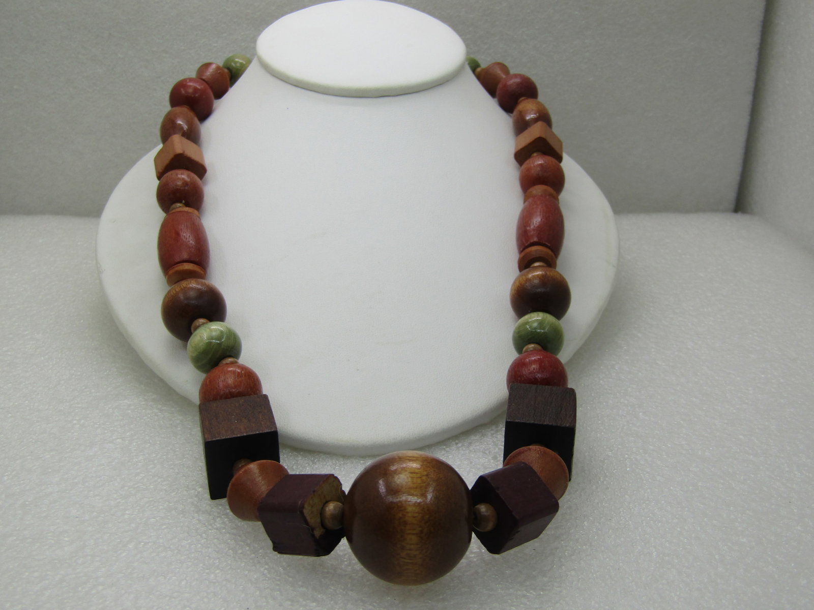 Vintage Wooden Tribal Style Beaded Necklace, 22" (1 of 6)