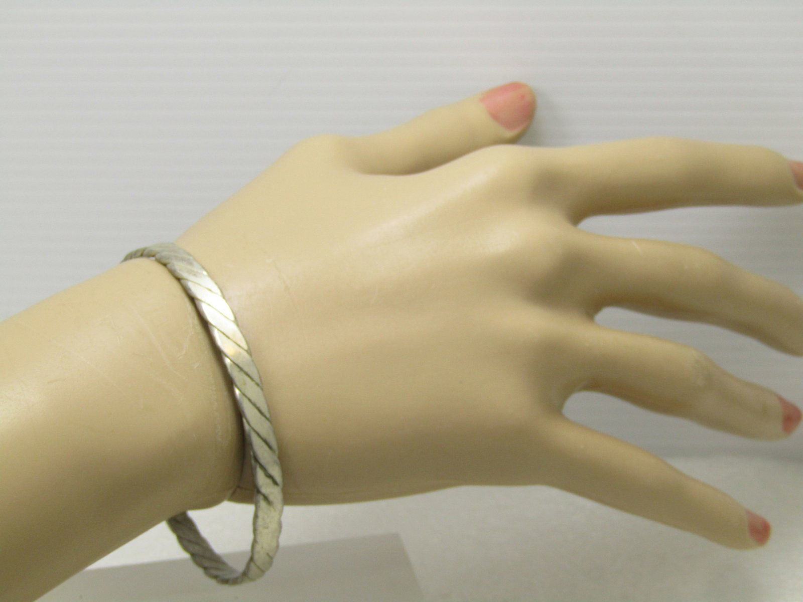 Vintage Silver Bangle Bracelet, 8", Marked Taxco, Mexico, 1980's-1990's - 5