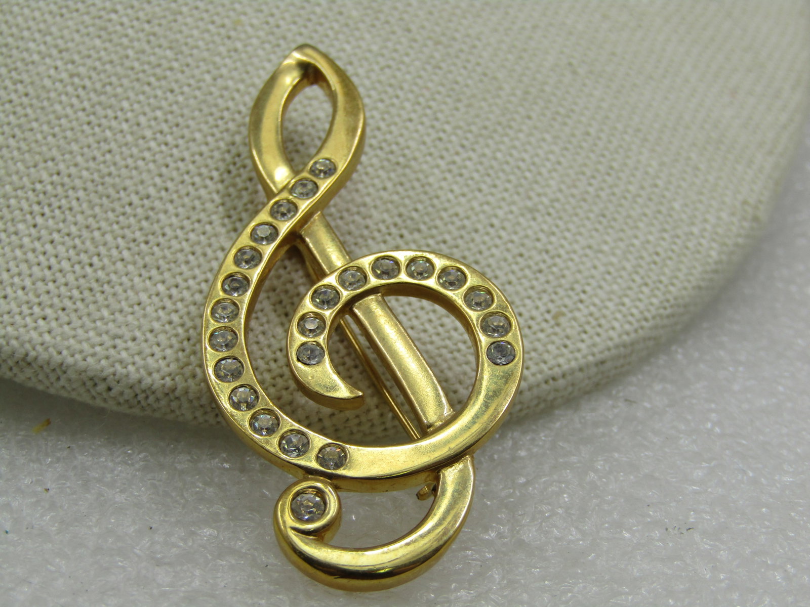 Vintage Treble Clef With Rhinestone Brooch, Napier, 2.25" (1 of 6)