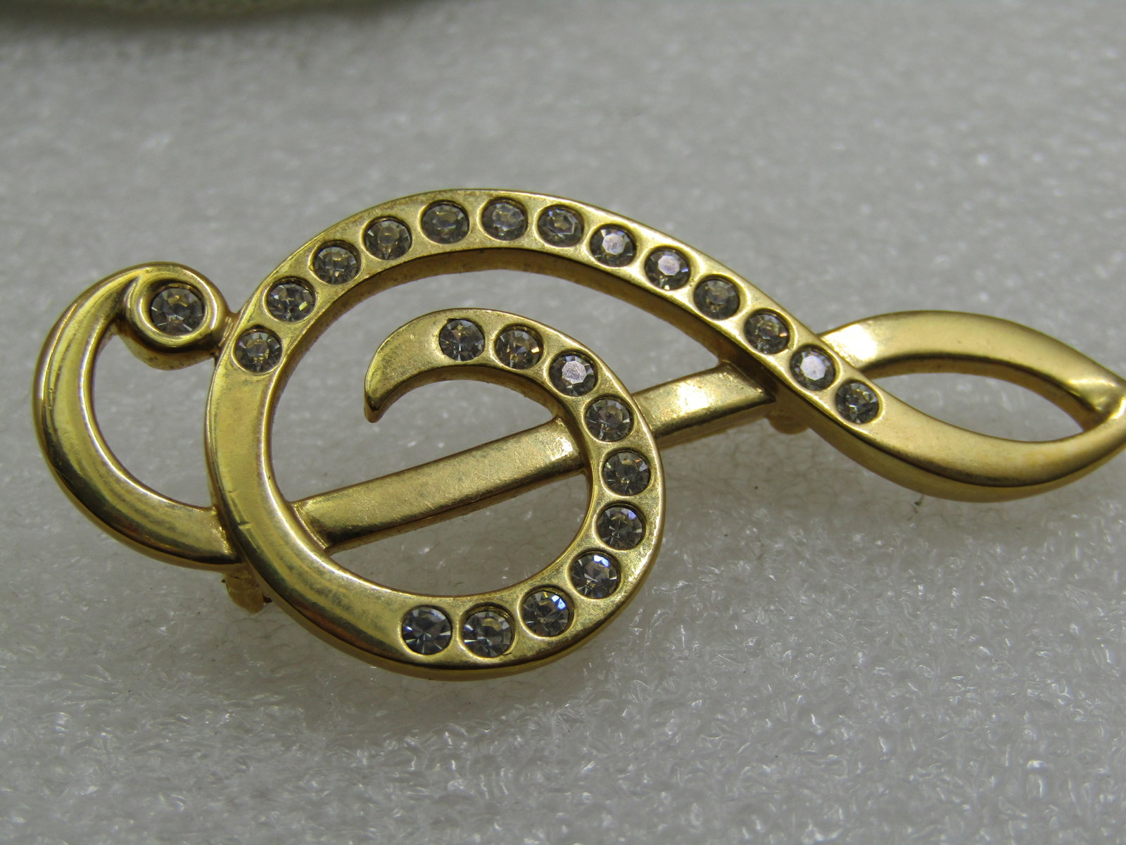 Vintage Treble Clef With Rhinestone Brooch, Napier, 2.25" - 5