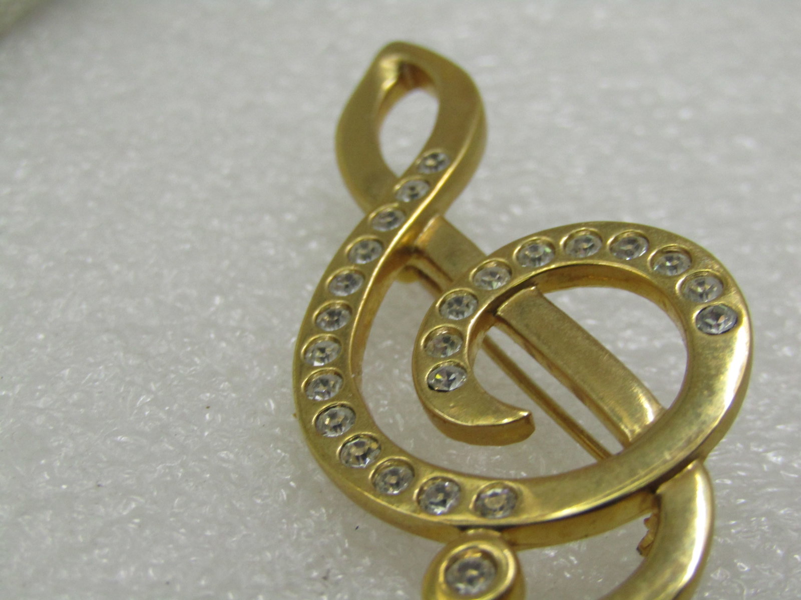 Vintage Treble Clef With Rhinestone Brooch, Napier, 2.25" - 6