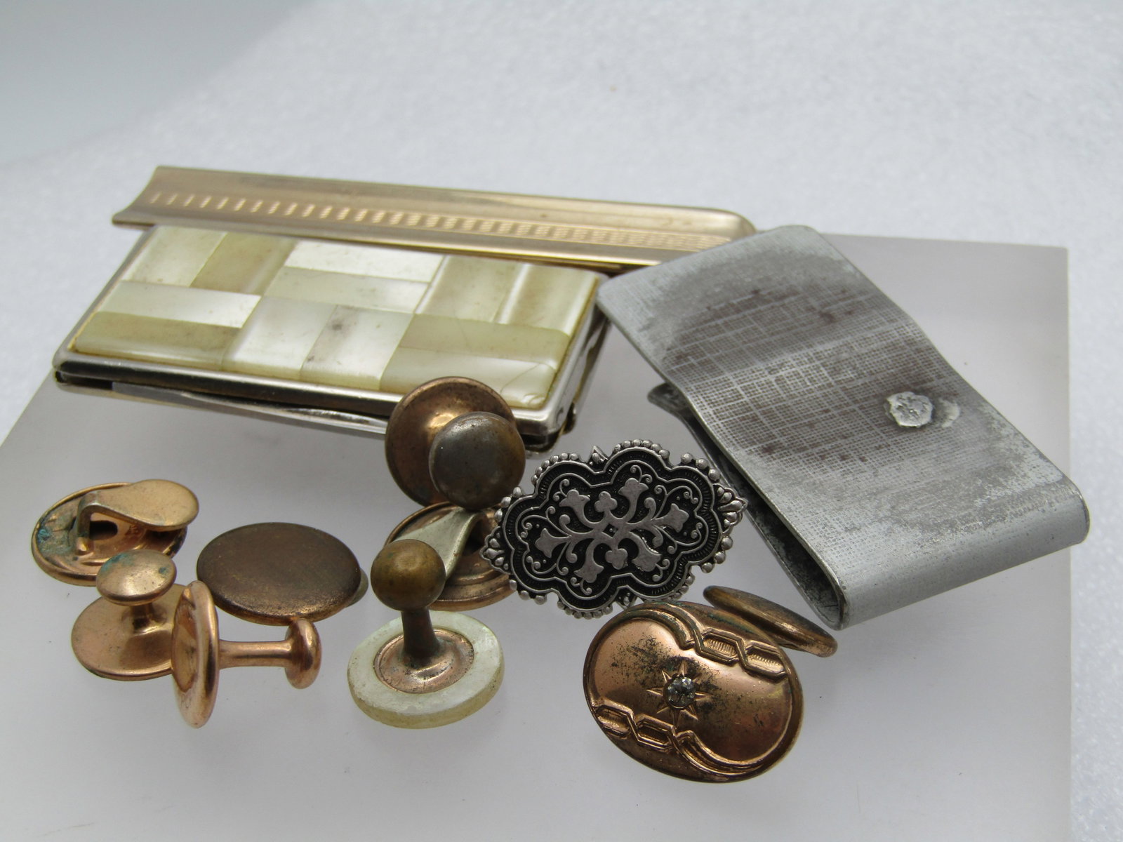 Vintage Cufflinks, Tie Bar, Pocket Knife Lot, Victorian to 1970's - 2