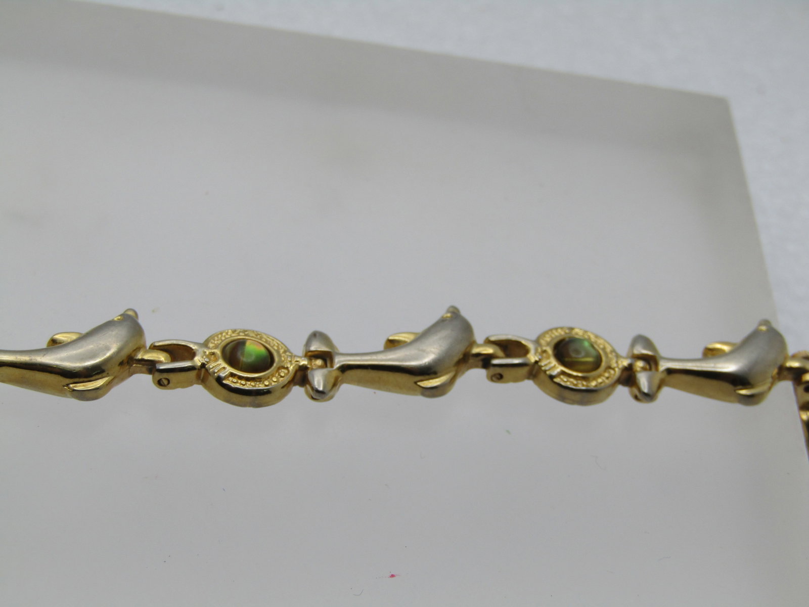 Vintage Dolphin Faux Opal Bracelet, 7.5", 1980's - 3