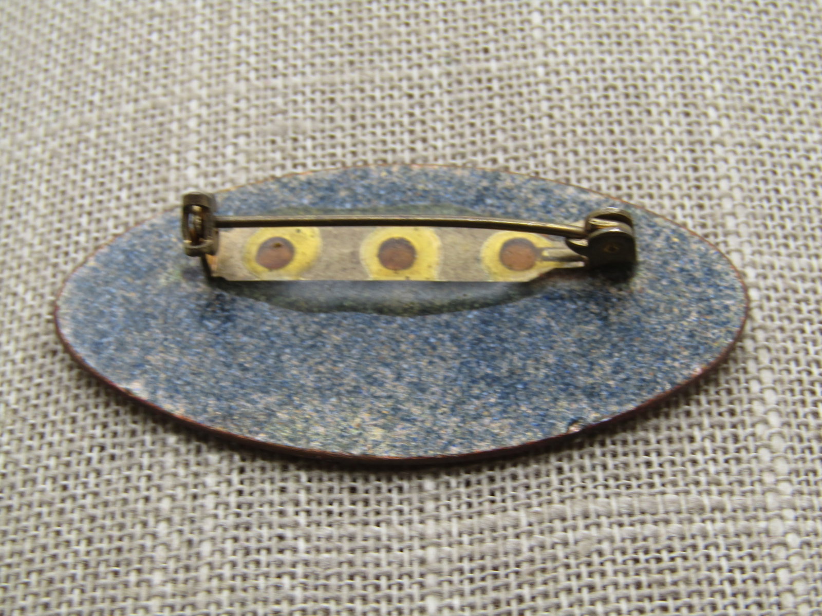 Vintage Enameled Over Copper Brooch, Swirled Red, 1960's-1970's - 4