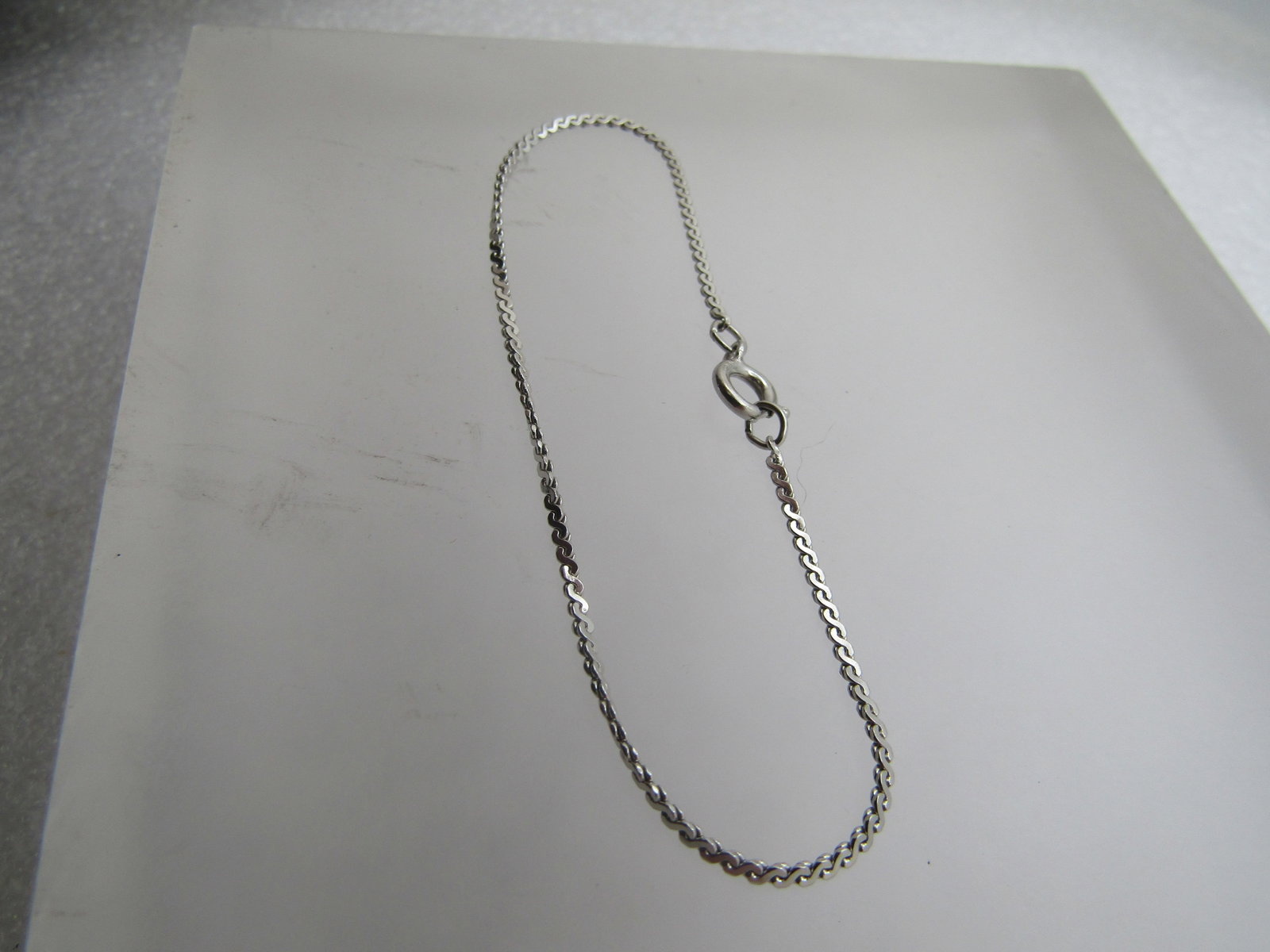 Silver Tone Herringbone Bracelet, 6.5", Signed A1 - 2