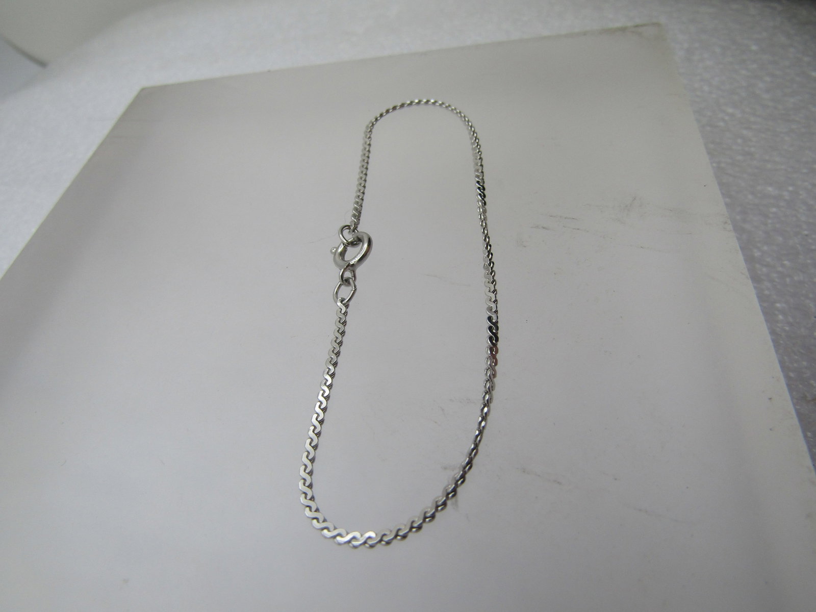 Silver Tone Herringbone Bracelet, 6.5", Signed A1 - 3