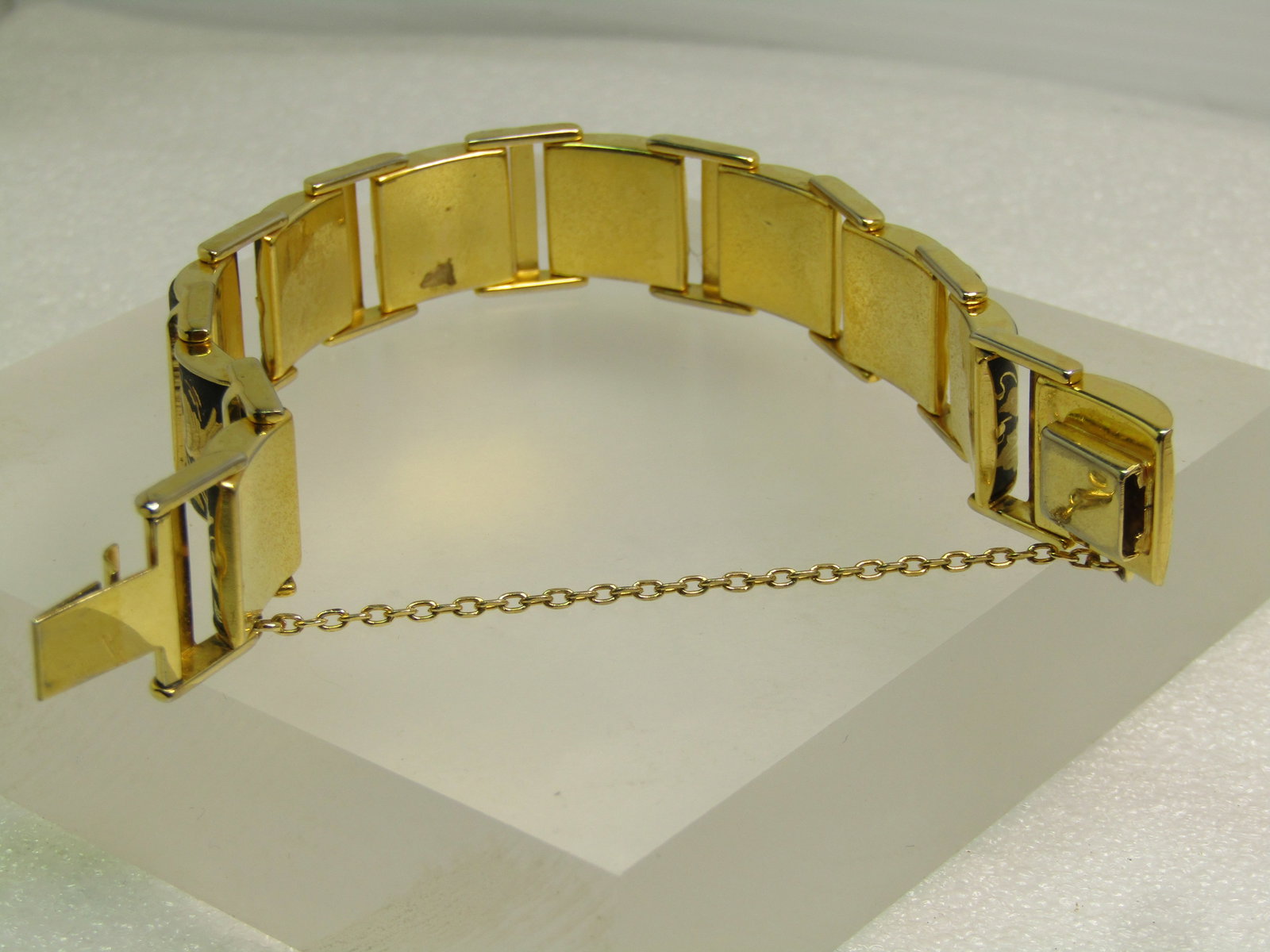 Vintage Damascene Bird Link Bracelet, 7", Safety Chain, 1960's-1970's - 4