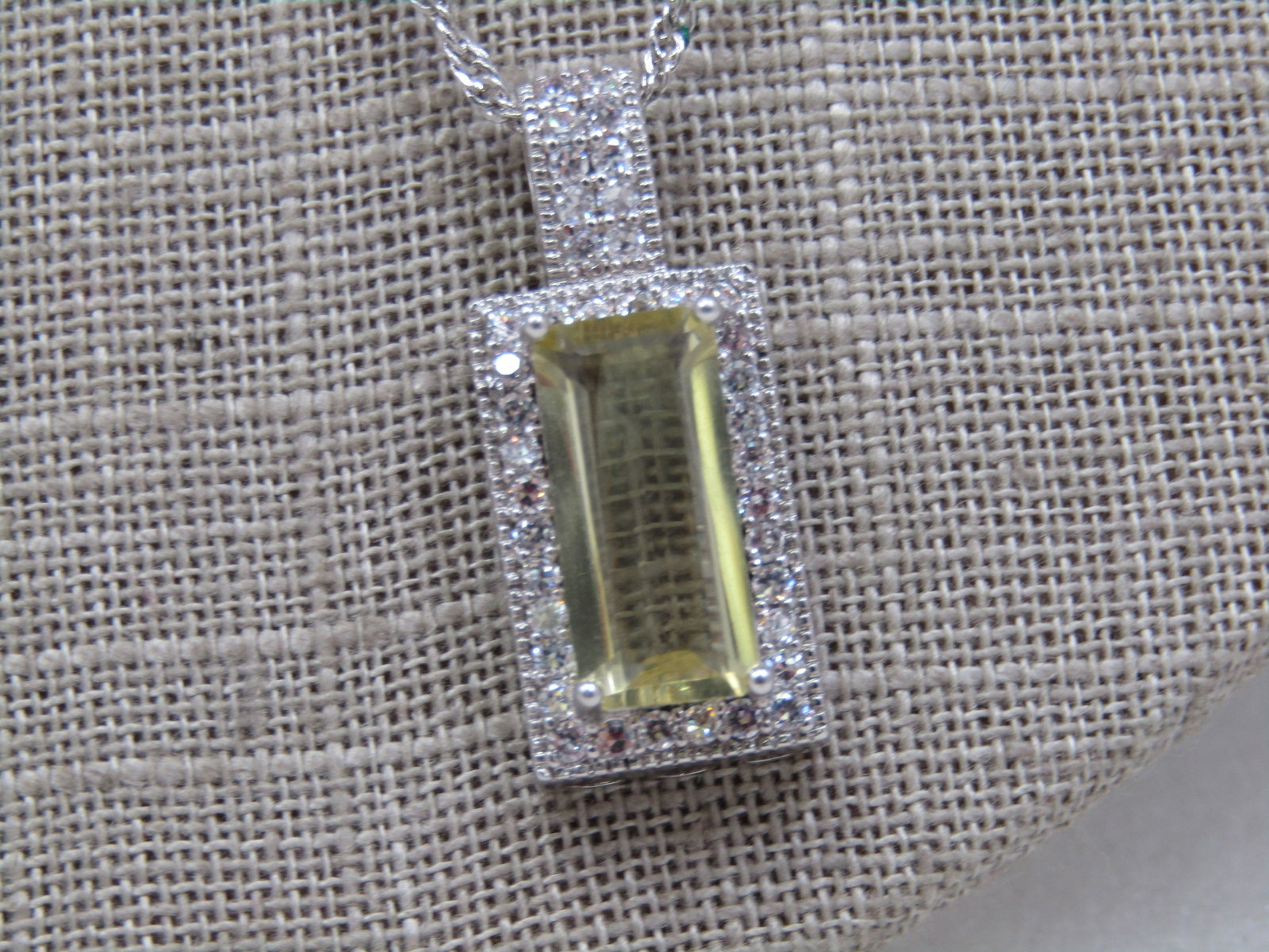 Costume Art Deco Yellow & Clear CZ Necklace, 21" - 4
