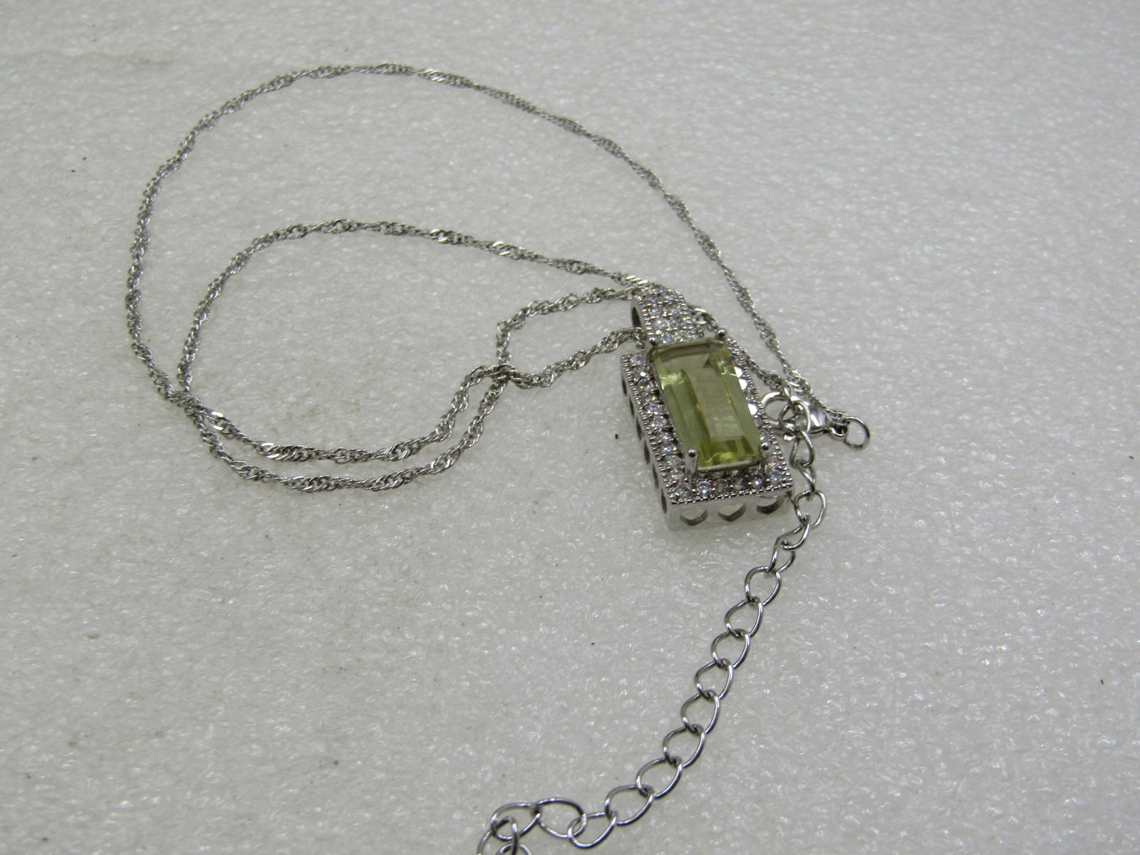 Costume Art Deco Yellow & Clear CZ Necklace, 21" - 5