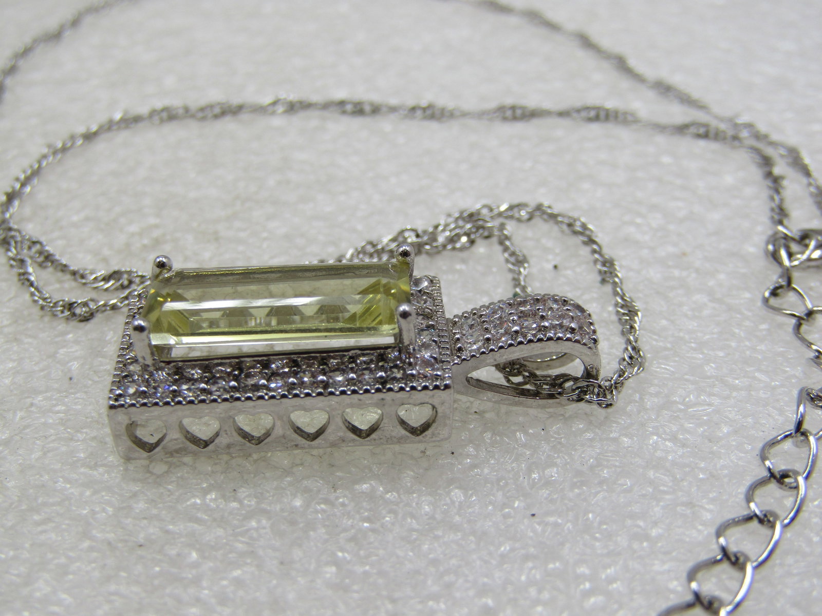 Costume Art Deco Yellow & Clear CZ Necklace, 21" - 6