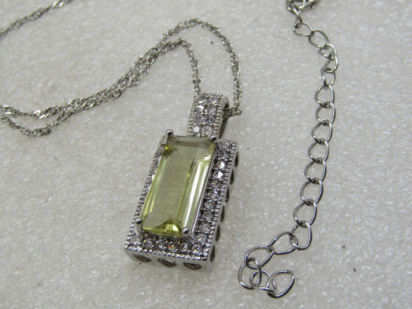Costume Art Deco Yellow & Clear CZ Necklace, 21" - 7