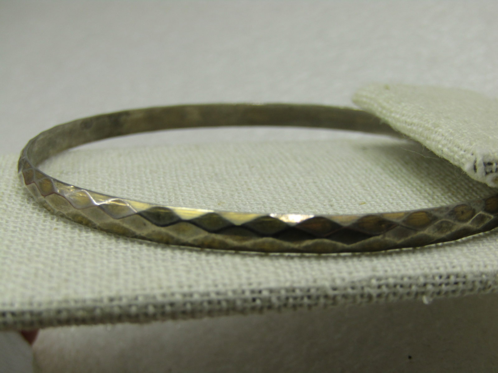 Vintage Silver Tone Bangle Bracelet, 8", Domed - 3