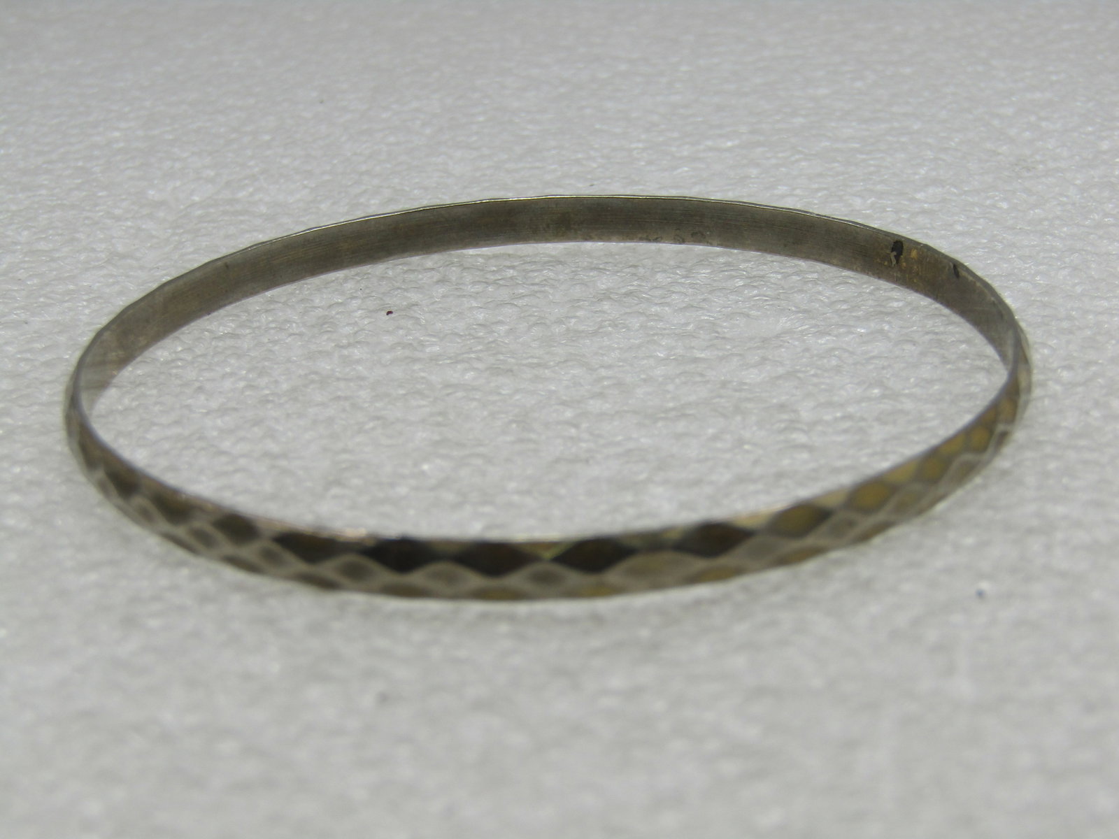 Vintage Silver Tone Bangle Bracelet, 8", Domed - 4